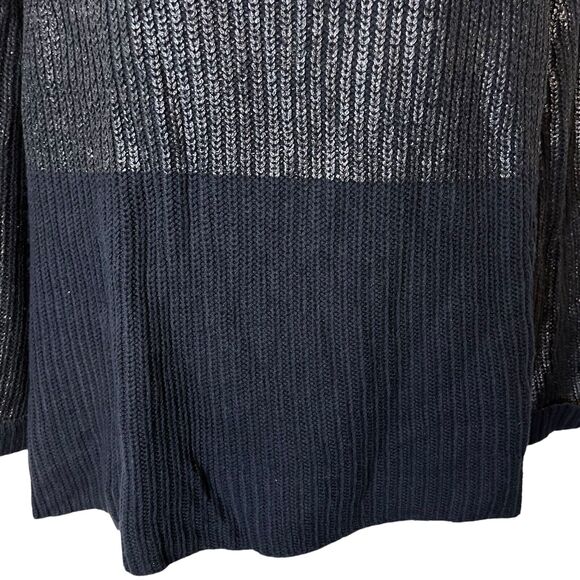Chicos Womens Cotton Blend Navy Metallic Long Sleeve Chunky Knit Sweater 2 L - Picture 5 of 16